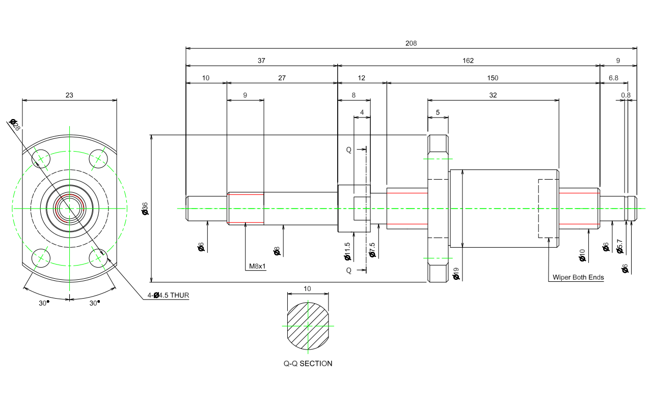 R10-2.5T3-FSI-150-208-0.008滾珠絲桿CAD圖紙